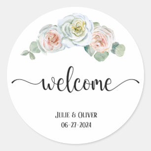 Welkom delicate Waterverf rozen Ronde Sticker