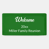 Welkom Diepe Groene en Witte Naam Familiereünie Spandoek (Horizontaal)