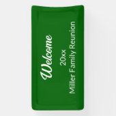 Welkom Diepe Groene en Witte Naam Familiereünie Spandoek (Verticaal)