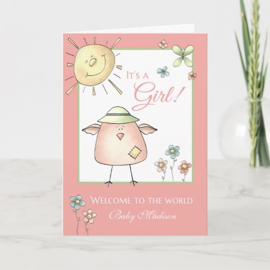 Welkom Dochter - Aangepaste naam Baby gefeliciteer Kaart (Voorkant)