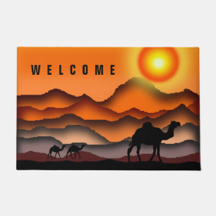 Welkom Doormat met kamelen in de soennitische woes Deurmat