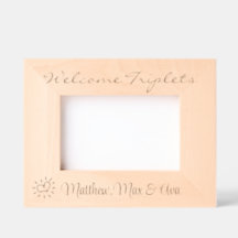 Welkom drieling, met namen, foto, 6x4",