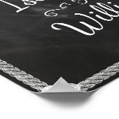 Welkom | Eenvoudig Rustic Black White Wedding Poster (Hoek)