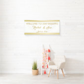Welkom Elegant Gold Framed Wedding Spandoek (Insitu)