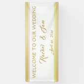 Welkom Elegant Gold Framed Wedding Spandoek (Verticaal)