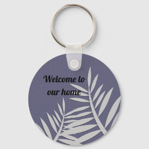 Welkom Elegant Leaf Silhouette House Guest Sleutelhanger