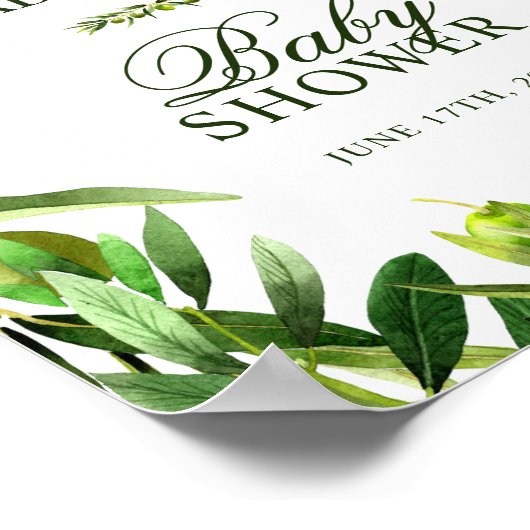 Welkom | Elegant Olive Boho Baby shower Poster (Hoek)