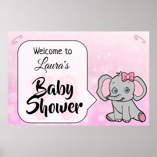 Welkom Elephant Thleing Baby shower Banner Poster (Voorkant)