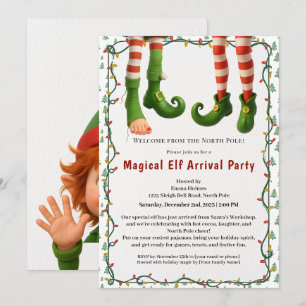 Welkom Elf Feest Aankomst Viering Noordpool Kaart