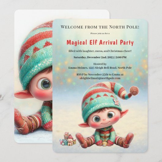 Welkom Elf Feest | Aankomst Viering Noordpool Kaart (Voorkant / Achterkant)