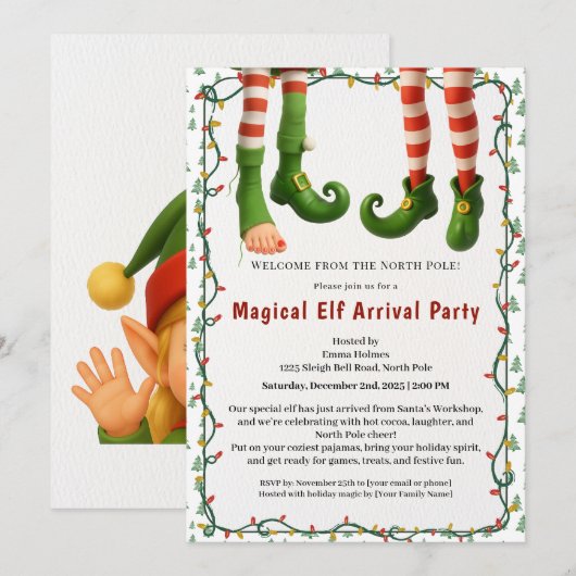 Welkom Elf Feest | Aankomst Viering Noordpool Kaart (Voorkant / Achterkant)