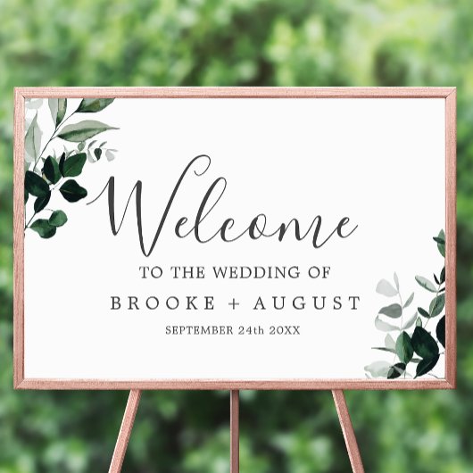 Welkom Emerald Greenery Wedding Poster