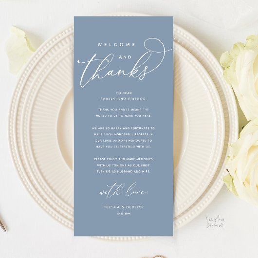 Welkom en Bedankt, Modern Dinner Bedankt Card Programma