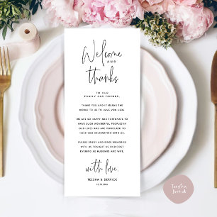 Welkom en Bedankt, Plaatsinstelling Dank u kaart