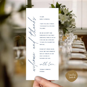 Welkom en Bedankt Trouwdiner Bedankt Card Programma