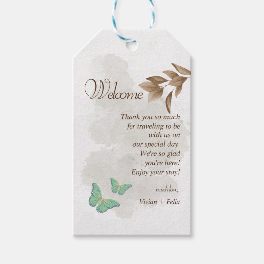 Welkom en dank u allen in één minimalistisch cadea cadeaulabel (Voorkant)