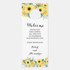 Welkom en niet storen de zonnebloemen van het huwe