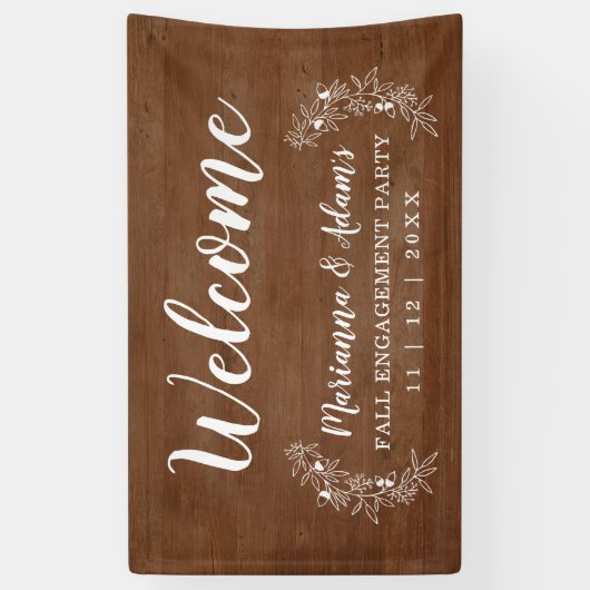 Welkom Fall Wedding Engagement Party Wood Spandoek (Verticaal)