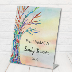 Welkom familiereünie reclamebord met voetstuk