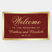Welkom Faux Gold Foil Red Weddenschap Spandoek (Horizontaal)