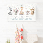 Welkom feest dieren safari jongen verjaardag spandoek (Insitu)