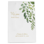 Welkom Foliage Gold Text voor bruiloft Medium Cadeauzakje (Voorkant)