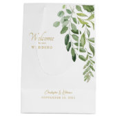 Welkom Foliage Gold Text voor bruiloft Medium Cadeauzakje (Achterkant)
