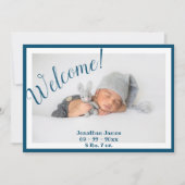 Welkom Fotoscript Blauwe Stats Birth Aankondiging (Voorkant)