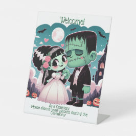 Welkom-Frankenstein en zijn bruidsteken Reclamebord Met Voetstuk