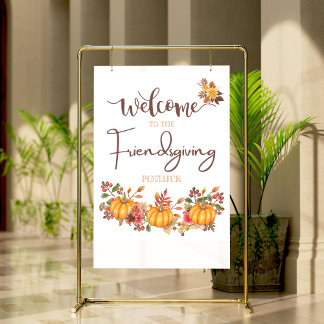 Welkom Friendsgiving Potluck Herfstviering Perfect Poster