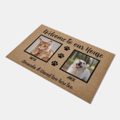 Welkom Funny Dogs House Custom 2 Pet Foto Deurmat (Schuin)