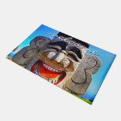 Welkom Funny Wood Totem Face Laughing Deurmat (Schuin)