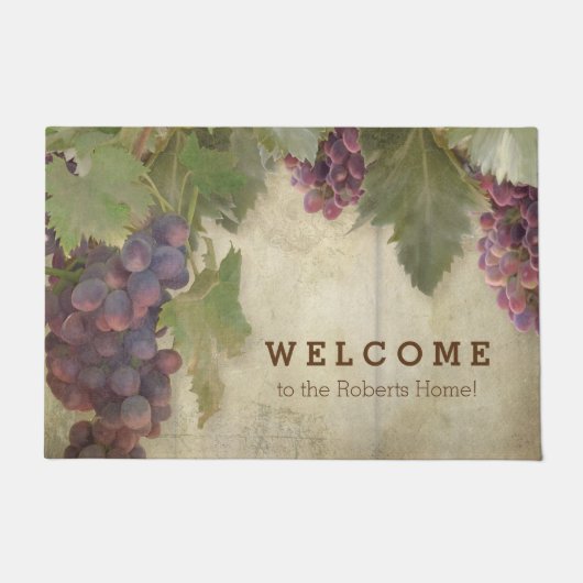 Welkom gepersonaliseerde Elegant Rustic Wine Deurmat (Voorkant)