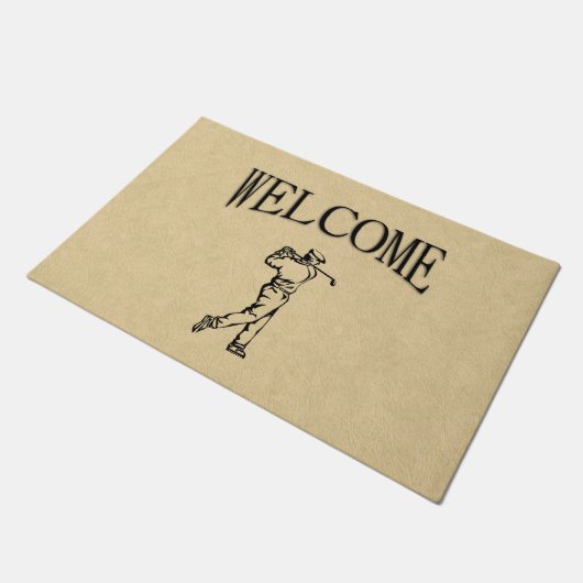 Welkom Golfer Sport Design Leather Deurmat (Schuin)