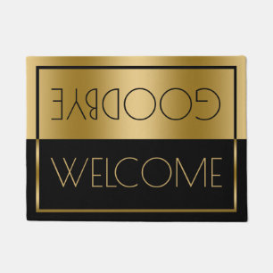 Welkom Goodbye Goud & Zwart Geometrisch Ontwerp Deurmat