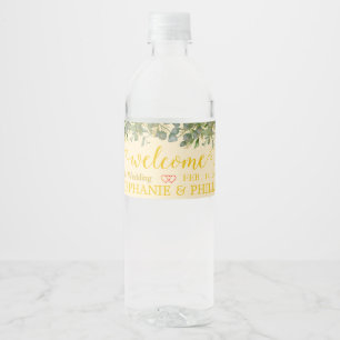 Welkom Groene Eucalyptus Foliage Wedding Water Bot Waterfles Etiket