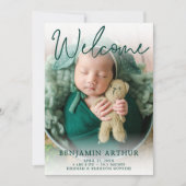 Welkom Groene Foto Geboorteaankondiging Kaart (Voorkant)