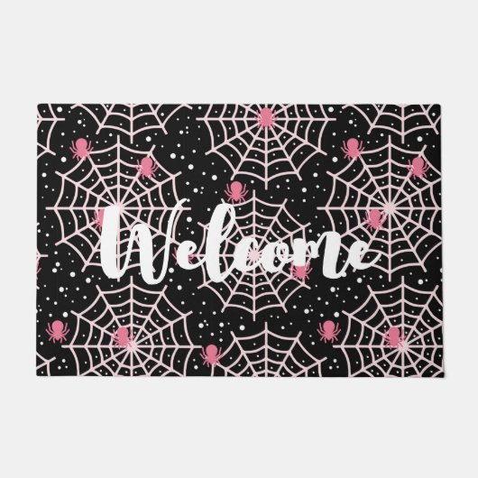 Welkom Halloween Cobwebs & Spiders Pattern Deurmat (Voorkant)