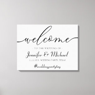 Welkom handtekening bruiloft eenvoudig minimaal fe canvas afdruk