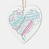 Welkom hart (veel talen) keramisch ornament (Links)