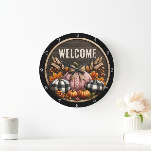Welkom Herfst Boerderij Pompoenen Herfst Decoratie Grote Klok