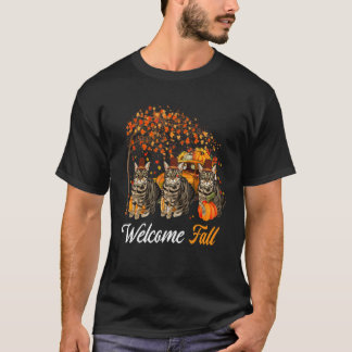 Welkom herfst boom drie katten met pompoenen lucif t-shirt