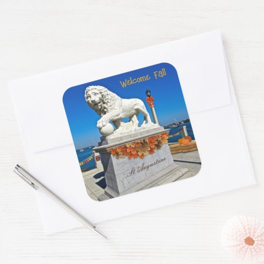 Welkom Herfst Coastal St Augustine Florida Vierkante Sticker (Envelop)