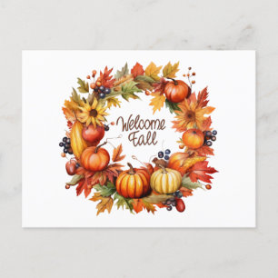 Welkom Herfst Kleurrijke Herfst Pompoenkrans Feestdagenkaart