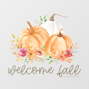 Welkom Herfst Waterverf Pompoenen © GraphicLoveSh Raamsticker