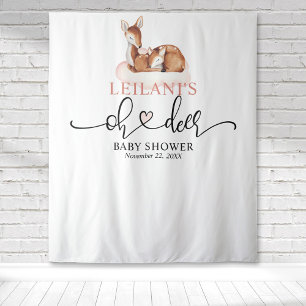 Welkom Herten Baby Shower Roze Wolk Achtergrond Wandkleed