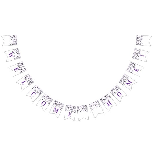 Welkom Home Banner Paarse Zwart Confetti (Alle)