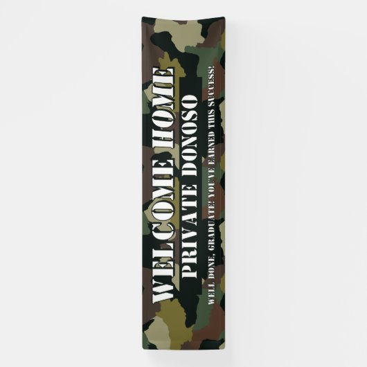Welkom Home Boot Camp Camo Afstuderen Spandoek (Verticaal)