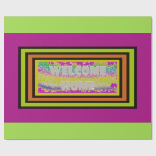 Welkom Home Design paarse Groen Rood Borded Lat Cadeaupapier (Vlak)