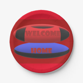 Welkom Home Design Rood marineblauw met tekstwoord Papieren Bordje